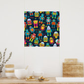 Kleurrijke Kinder robot Poster (Keuken)