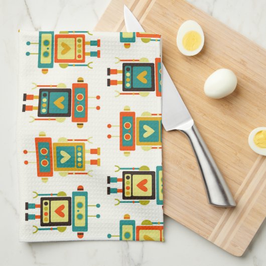 Kleurrijke Kinder robot Theedoek (Quarter Fold)