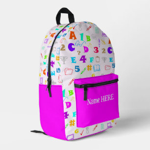 Kleurrijke Kinder School Supplies & Naam op Hot Pi Bedrukte Rugzak