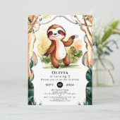 Kleurrijke Kinder Sloth Verjaardag Kaart (Staand voorkant)