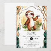 Kleurrijke Kinder Sloth Verjaardag Kaart (Voorkant / Achterkant)