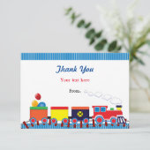 Kleurrijke Kinder trein verjaardagsfeest dank u Bedankkaart (Staand voorkant)