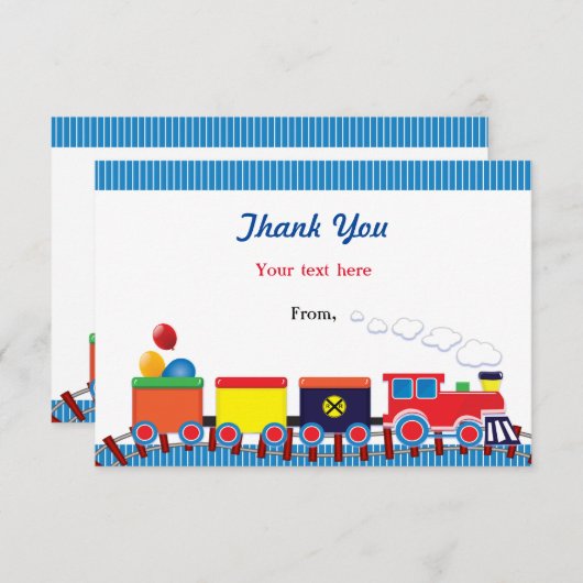 Kleurrijke Kinder trein verjaardagsfeest dank u Bedankkaart (Voorkant / Achterkant)