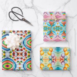 Kleurrijke Kinder Verpakkingsdocument Vlakke Bladr Inpakpapier Vel