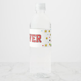 Kleurrijke kinder videospel verjaardag waterfles etiket