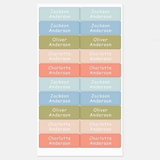 Kleurrijke Kinder waterbestendige, persoonlijke Labels (Vel)