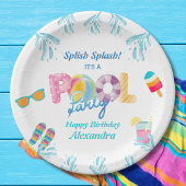 Kleurrijke Kinder Zwembad Verjaardagsfeestje Papieren Bordje