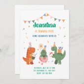 Kleurrijke kinderachtige dinosaurussen kaart (Voorkant / Achterkant)