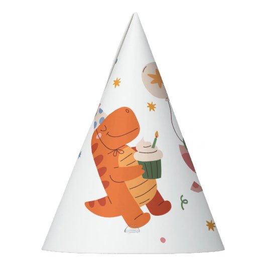 Kleurrijke Kinderachtige Dinosaurussen Kind Verjaa Feesthoedjes (Links)