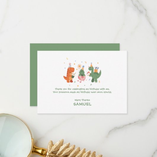 Kleurrijke Kinderachtige Dinosaurussen Kinderen Ve Bedankkaart (Voorkant / Achterkant in situ)