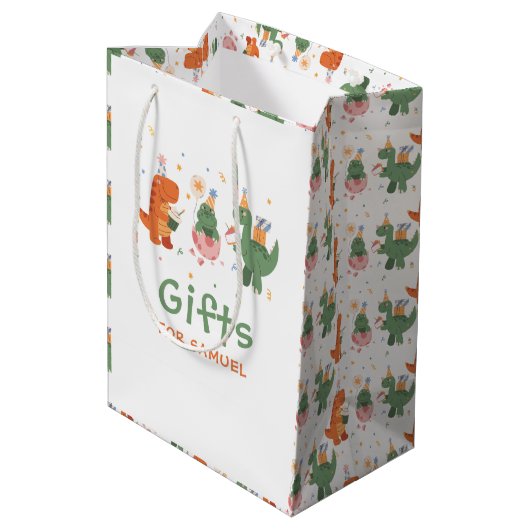 Kleurrijke Kinderachtige Dinosaurussen Kinderen Ve Medium Cadeauzakje (Achterkant Gekanteld)