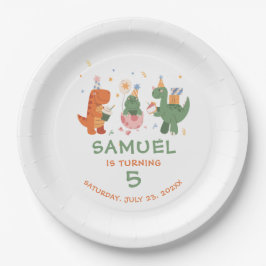 Kleurrijke Kinderachtige Dinosaurussen Kinderen Ve Papieren Bordje