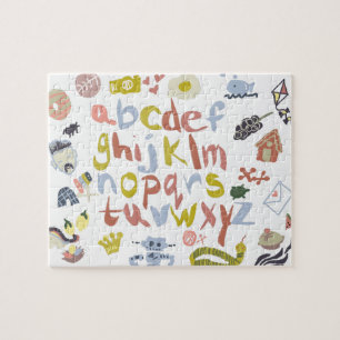 Kleurrijke Kinderalfabet Doodles Kleine Letters Legpuzzel