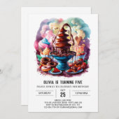 Kleurrijke Kinderchocolade Verjaardag Kaart (Voorkant / Achterkant)