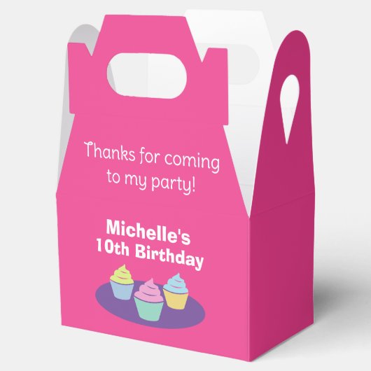 Kleurrijke kinderen cupcake verjaardagsfeestvoorde bedankdoosjes (Geopend)