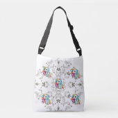 Kleurrijke Kinderen Eenhoorn Floral Graphics Crossbody Tas (Voorkant)