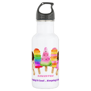Kleurrijke Kinderen Gepersonaliseerde Regenboog Ij Waterfles