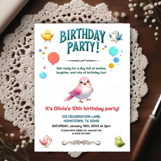 Kleurrijke Kinderen Gevederde Vrienden Verjaardags Briefkaart