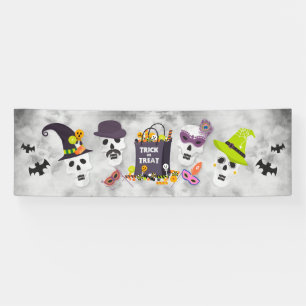 Kleurrijke Kinderen Halloween Snoep of een Beetje  Spandoek