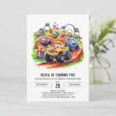 Kleurrijke Kinderen Monster Truck Birthday Kaart (Staand voorkant)