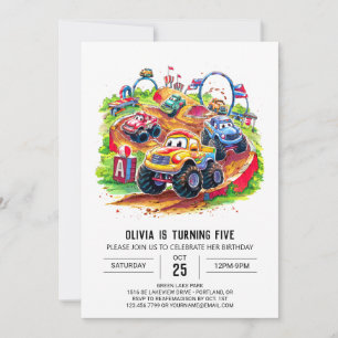 Kleurrijke Kinderen Monster Truck Birthday Kaart