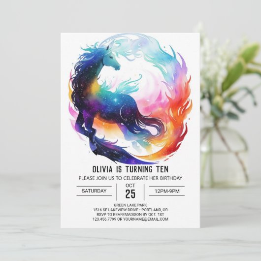 Kleurrijke Kinderen Paard Verjaardag Kaart (Staand voorkant)