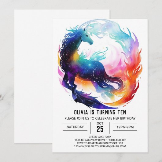 Kleurrijke Kinderen Paard Verjaardag Kaart (Voorkant / Achterkant)