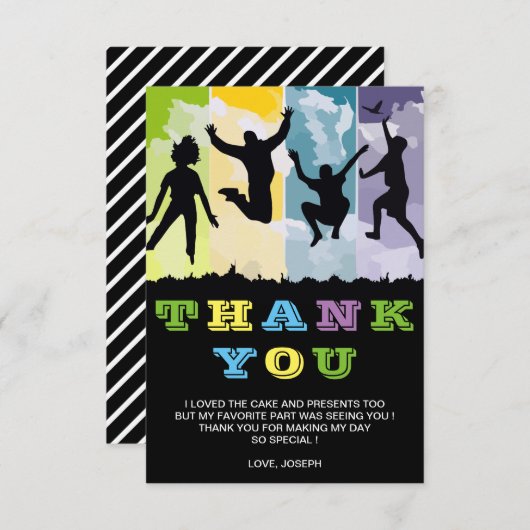 Kleurrijke kinderen verjaardag bedankkaart (Voorkant / Achterkant)