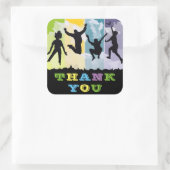 Kleurrijke kinderen verjaardag dank u vierkante sticker (Tas)