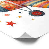 Kleurrijke Kinderkunst Kind Vliegend Oude Vliegtui Poster (Hoek)