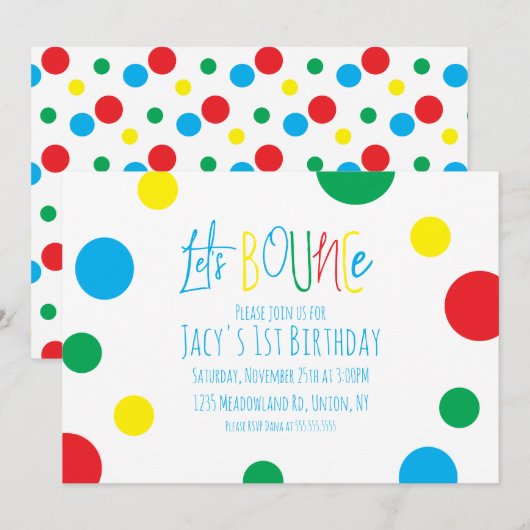 Kleurrijke kinderverjaardag spring stuiterballen f (Voorkant / Achterkant)