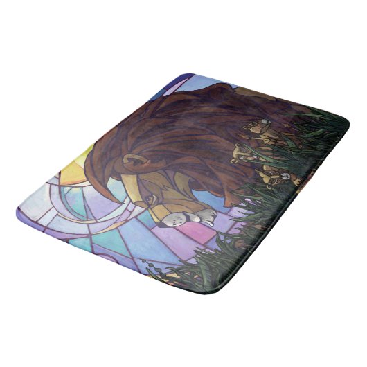 Kleurrijke King Lion en Cubs Badmat (Gekanteld)