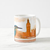 Kleurrijke Kingfisher Bird met London Skyline Koffiemok (Voorkant rechts)