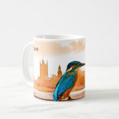 Kleurrijke Kingfisher Bird met London Skyline Koffiemok (Voorkant links)