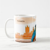 Kleurrijke Kingfisher Bird met London Skyline Koffiemok (Links)