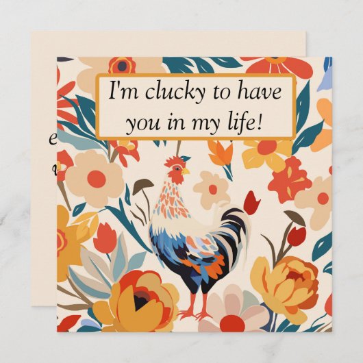 Kleurrijke kip bloemen bedankje (Voorkant / Achterkant)