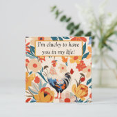 Kleurrijke kip bloemen bedankje (Staand voorkant)