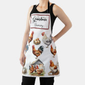 Kleurrijke kip en haan oma schort (Insitu)