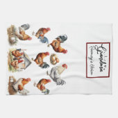 Kleurrijke kip en haan oma theedoek (Horizontaal)