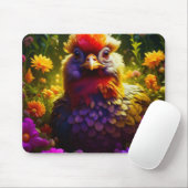 Kleurrijke Kip in Tuin Patch Muismat (Met muis)