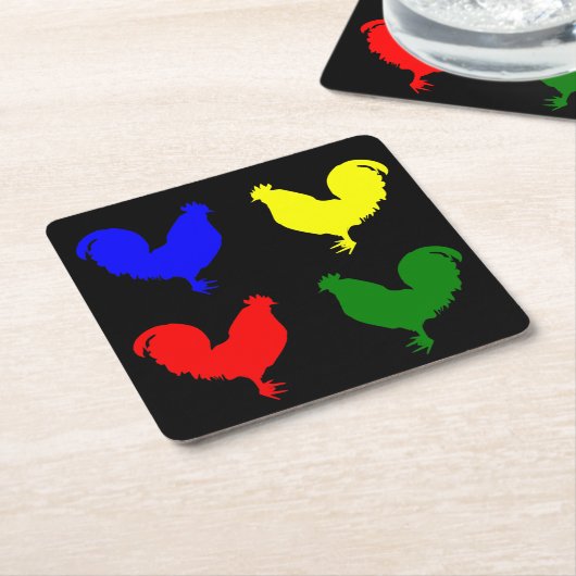 Kleurrijke kip kartonnen onderzetters (Schuin)