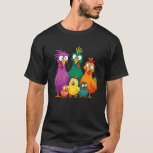 Kleurrijke Kip Mannen Vrouwen Jongen Kid Gekke Kip T-shirt