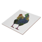 Kleurrijke kip R - Grote keramische Tegel Tegeltje (Zijkant)