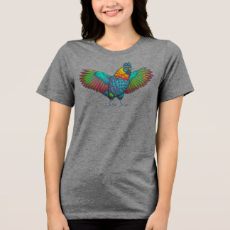 Kleurrijke kip Tri-Blend shirt