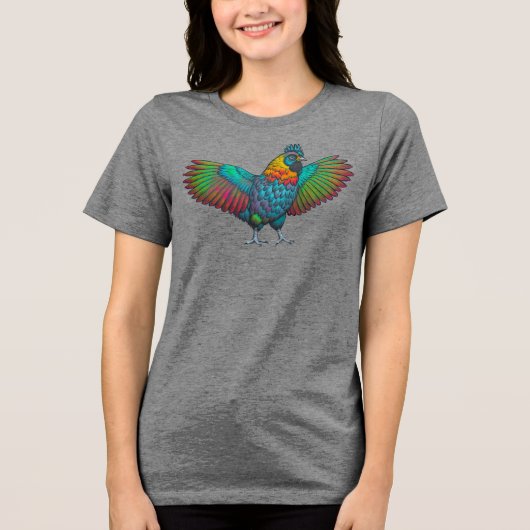 Kleurrijke kip Tri-Blend shirt (Voorkant)