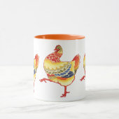 Kleurrijke kip uit de boerderij uit vroeger tijden mok (Midden)