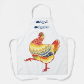 Kleurrijke kip uit de boerderij uit vroeger tijden schort (Voorkant)