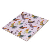 Kleurrijke kippen en eierspatten Waterverf Paars Tegeltje (Zijkant)