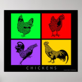 Kleurrijke kippen poster (Voorkant)