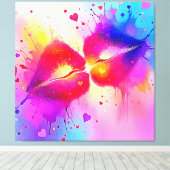 Kleurrijke Kiss Splash Design Canvas Afdruk (Insitu (Houten vloer))